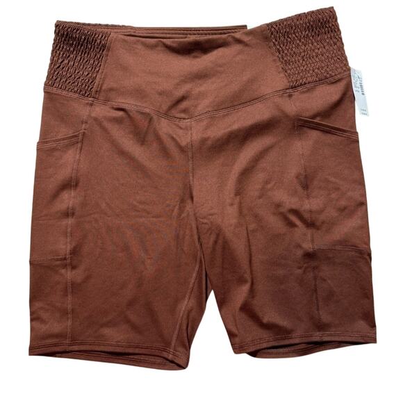 Maurices Luxe Side Pocket High Rise Brown 8in Bike Short Size Large - Picture 1 of 6